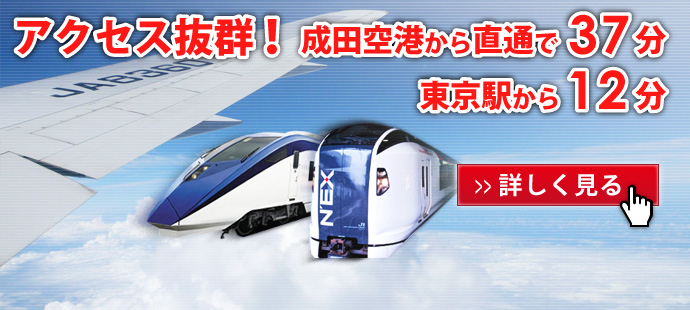 アクセス抜群！ 成田空港から直通で37分 東京駅から12分